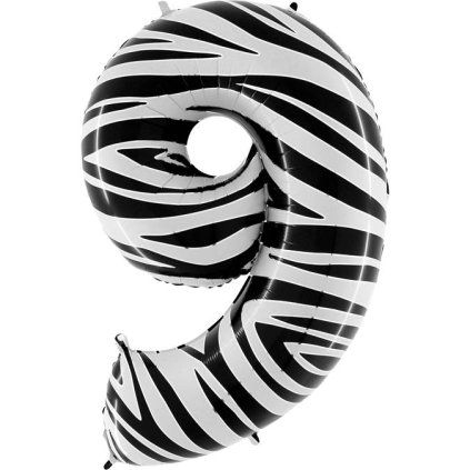 294878 nafukovaci balonek cislo 9 zebra 102cm extra velky grabo
