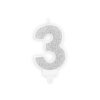 126854 party deco svicka cislice 3 stribrna 7 cm 1 ks