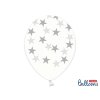 107672 partydeco balonky pruhledne se stribrnymi hvezdami 6 ks