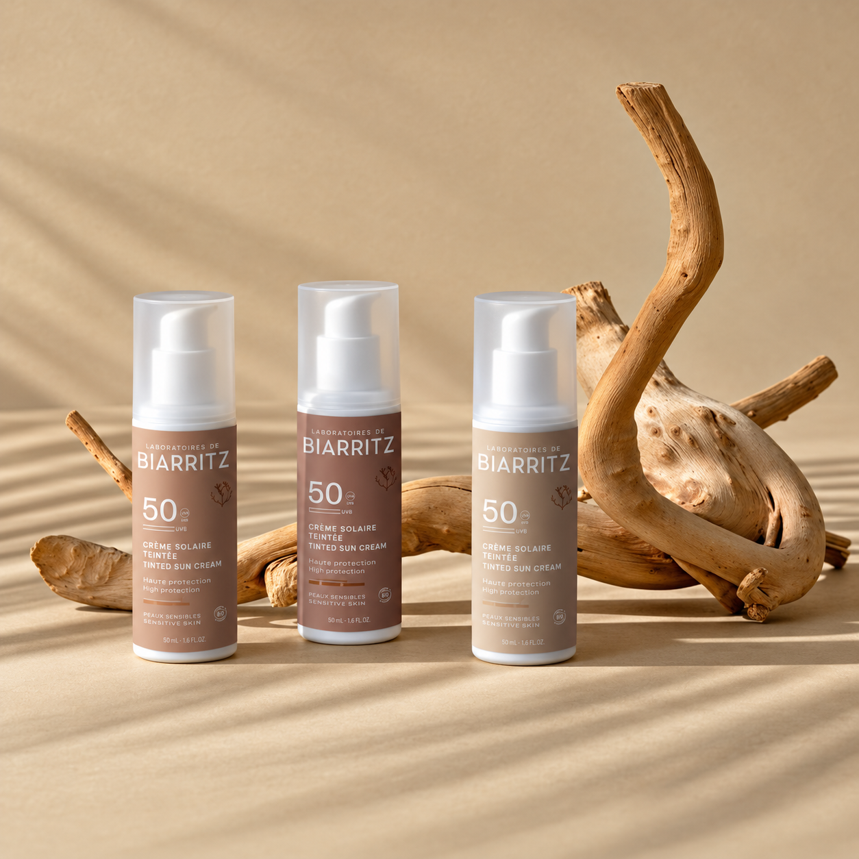 Tónovaný BIO opalovací krém SPF50