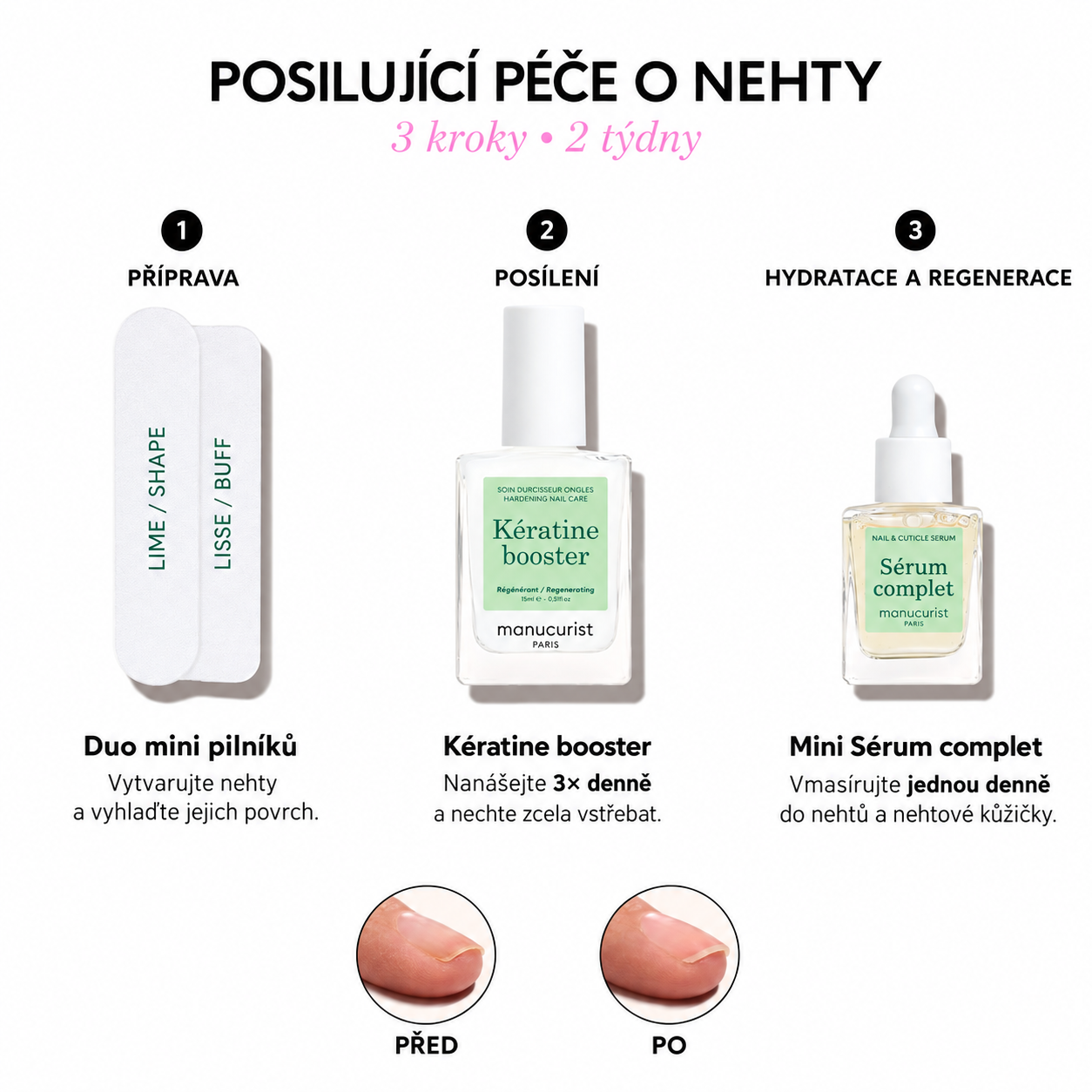 Postup použití sady Manucurist Strengthening Treatment