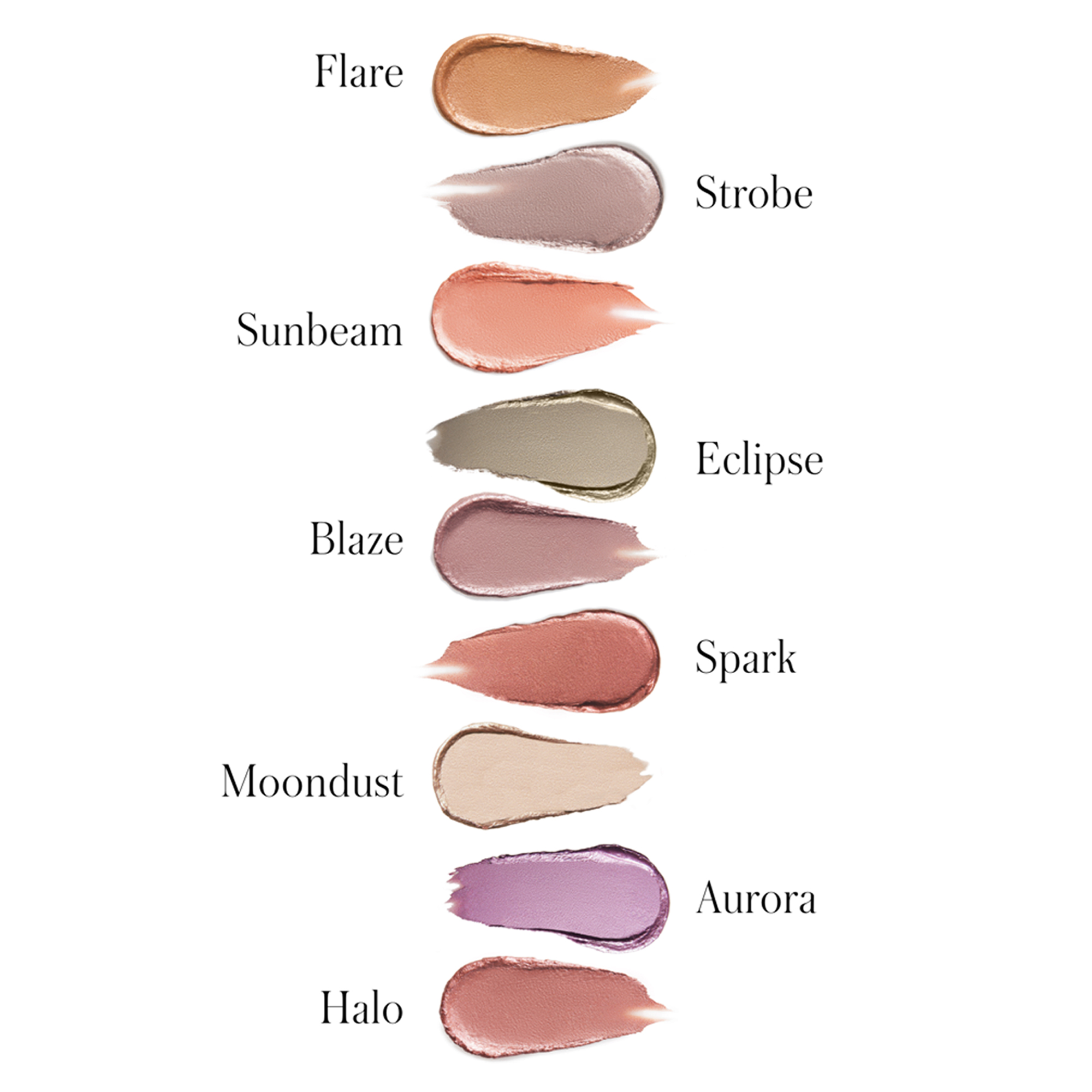 Swatche odstínů RMS Beauty Eyelights