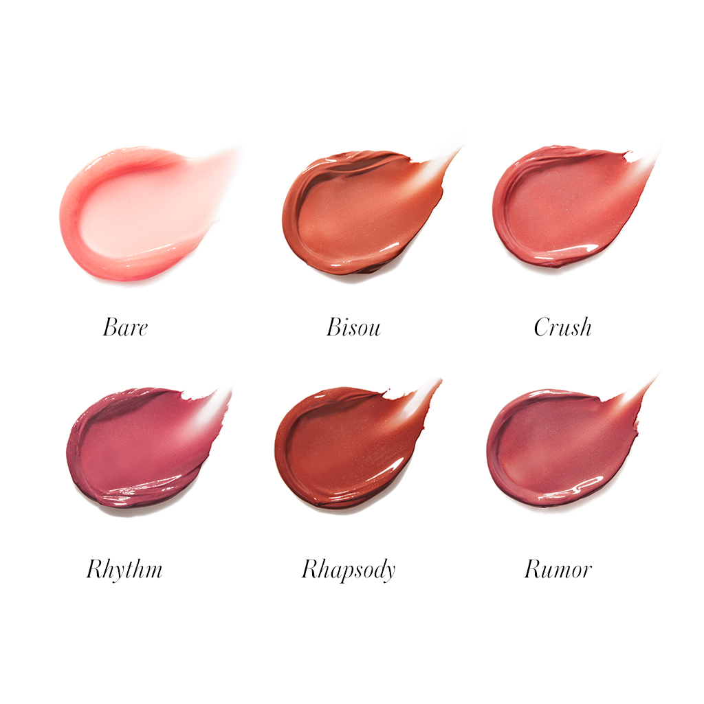 Swatche všech odstínů krémového lesku RMS Beauty Liplights