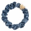 Gold Heart Silk Scrunchie Faded Denim