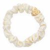 ByEloise Gumička - Gold Heart Silk Scrunchie Cream