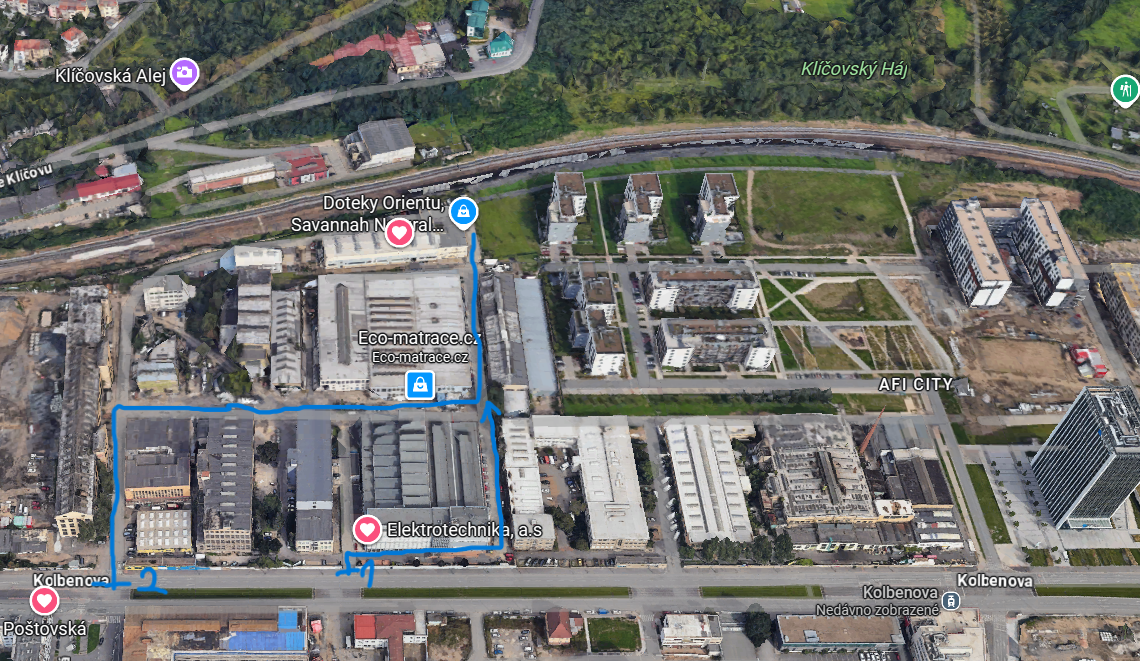 mapa - prodejní sklad