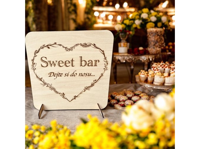 dřevěná cedule svatební sweet bar