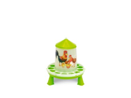 Plastové krmítko s nožičkami - ŠŤASTNÉ SLEPICE 2 kg - zelené - 11371