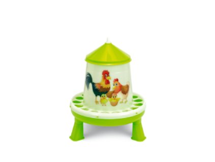 Plastové krmítko s nožičkami - ŠŤASTNÉ SLEPICE 4 kg - zelené - 11368