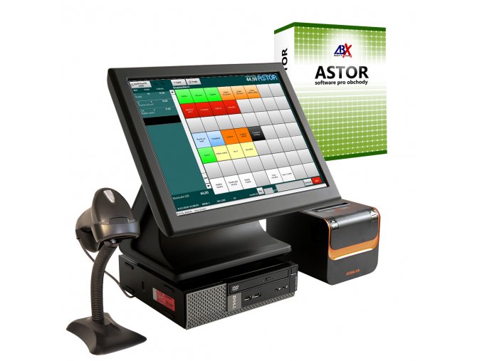 Dotyková pokladna (dotykový monitor + PC) pro obchody Astor Lite s tiskárnou  Bez měsíčních poplatků, doživotní licence.
