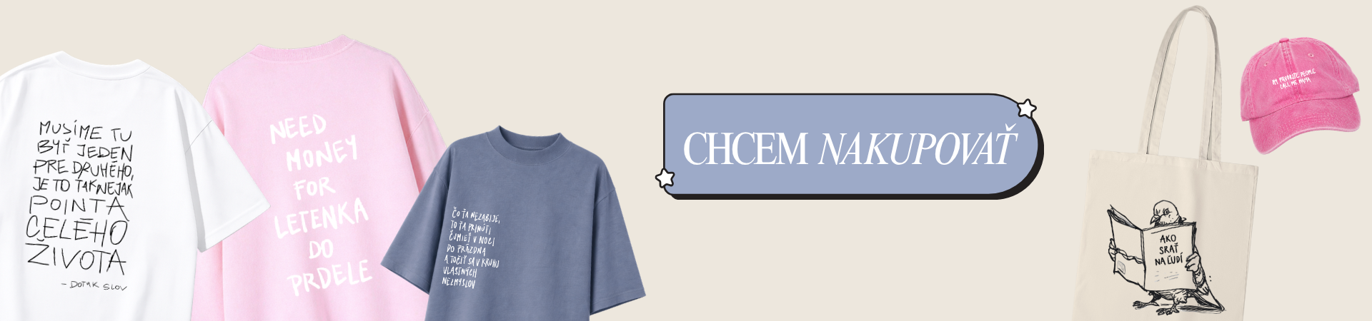 Objav originálne vintage tričká, mikiny, tielka a doplnky s autorskými sloganmi od Dotyk slov. Moderné streetwear oblečenie pre mladých ľudí so zmyslom pre humor, satiru a autenticitu.