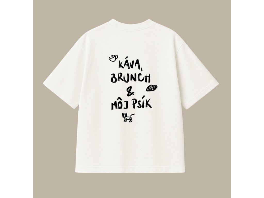 UNISEX tričko (off white) - Káva, brunch & môj psík