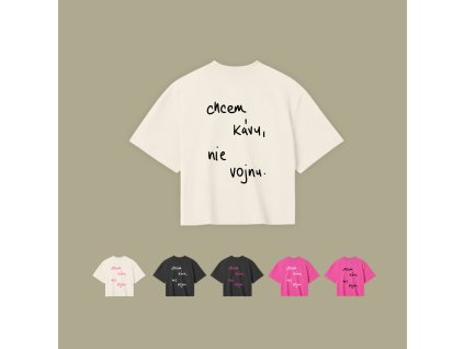 Crop top - chcem kávu, nie vojnu