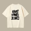 Oversized UNISEX tričko (off white) - Kakať v práci je okej
