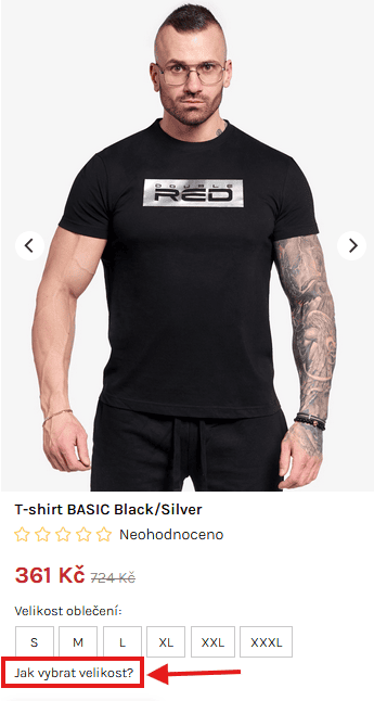 Jak vybrat velikost – mobile