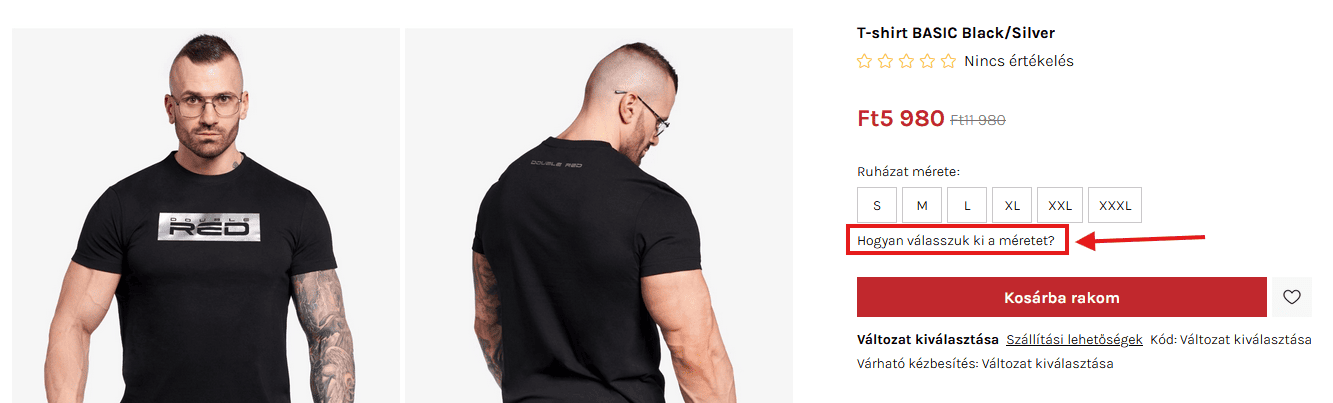 Méret kiválasztása – desktop