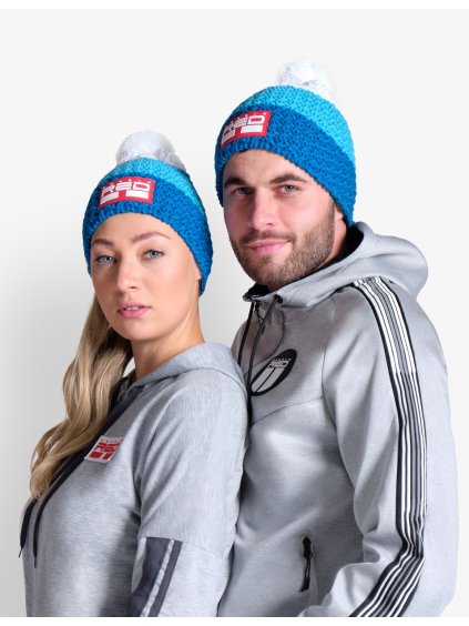 DOUBLE RED COURCHEVEL Pompom Cap Dark Blue/Blue/White
