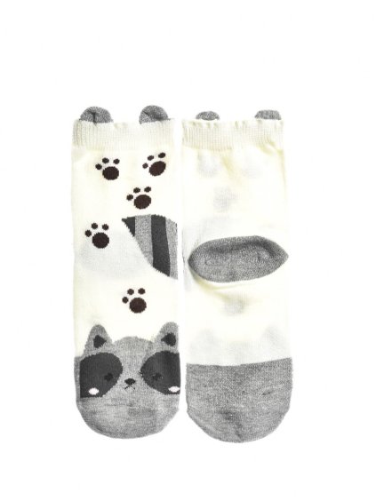 KID Fun Socks White-Grey Racoon
