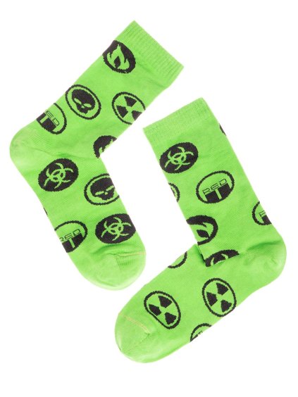 DOUBLE FUN Socks Biohazard Green