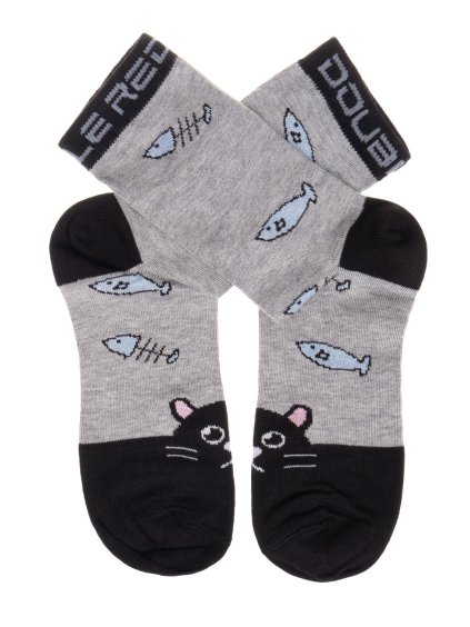 DOUBLE FUN Socks Hungry Cat