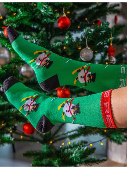 DOUBLE FUN Socks Snow Man Like A Boss Light Green