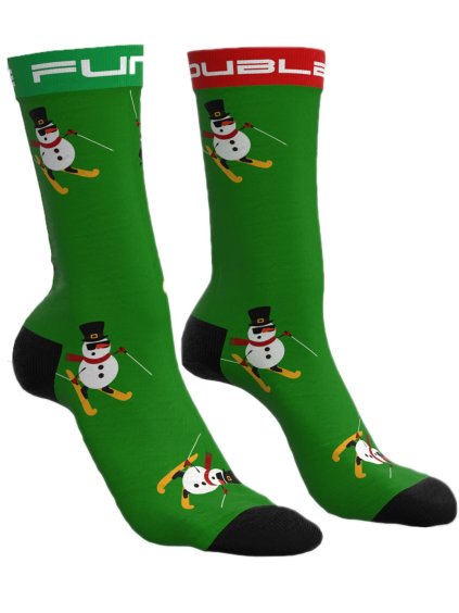 DOUBLE FUN Socks Snow Man Like A Boss Green