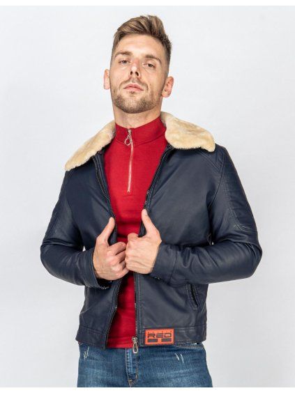 MONTECARLO Leather Jacket Dark Blue