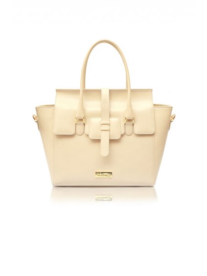 SIGNATURE AURA CREAM HANDMADE 100% GENUINE LEATHER HANDBAG