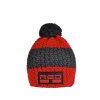DOUBLE RED COURCHEVEL Pompom Cap Red/Grey