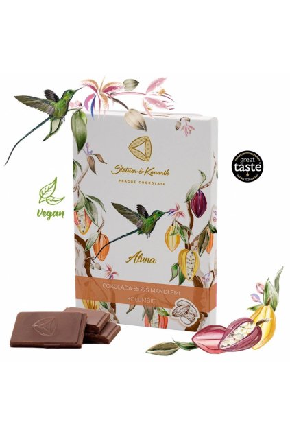 Aluna - čokoláda 55% s mandlemi, 70 g