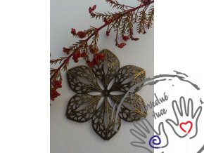 Filigránový květ kovový 60x53 mm, barva: bronzová a stříbrná