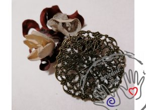 Filigrán / kovový výřez květinový 56 mm, bronz