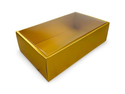 Darčeková krabica zlatá s okienkom 25x15x7 cm 5ks