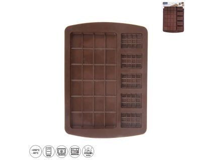 Forma silikón čokoláda tabuľky 5 mini+1 maxi hnedá