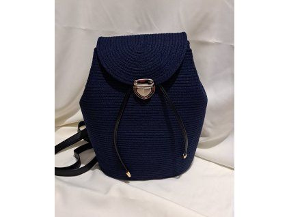 Elegantní batoh  – tmavě modrá se zlatým kováním