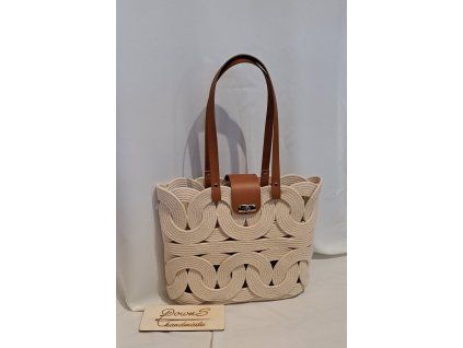 Handmade kabelka s pruhem-písková