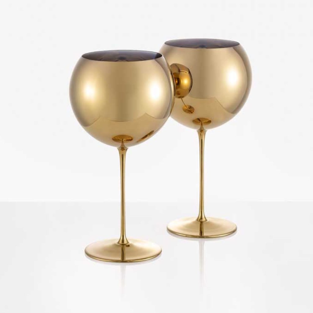 Bubble Glass Wine Set of 2 Pieces Gold