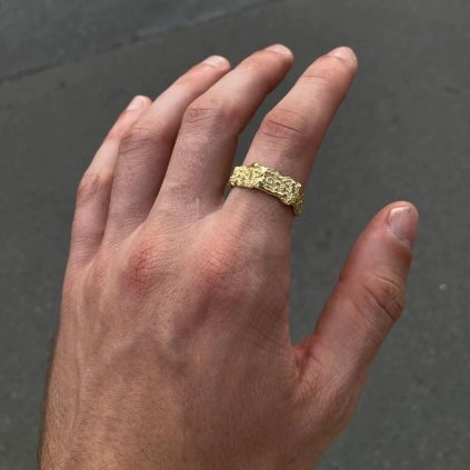 Prsten Jan Glyphs ring úzký pozlacený