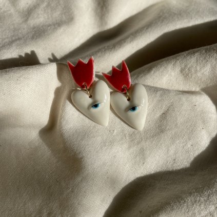 Earrings Medieval Eye red