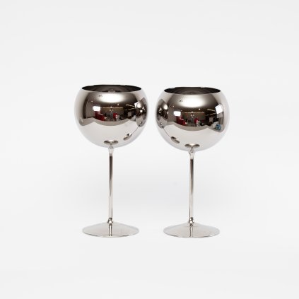 Bubble Glass Wine Set of 2 pcs silver