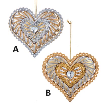 STRIEBORNO-ZLATÉ SRDCE S ORNAMENTOM