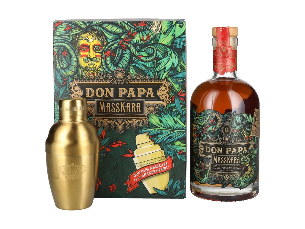 Don Papa MASSKARA 40% Vol. 0,7l in Giftbox with Shaker