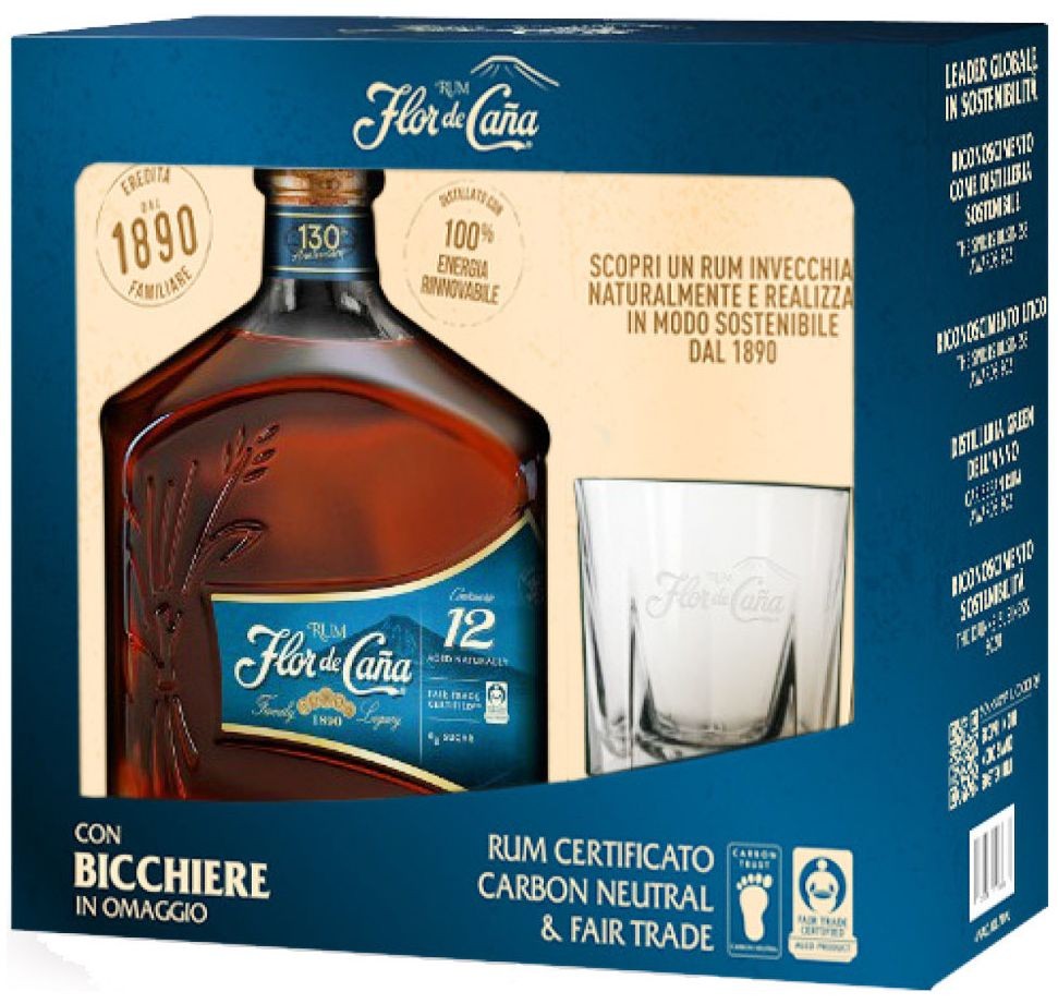 Flor de Cana 12 + sklenička 0.7l