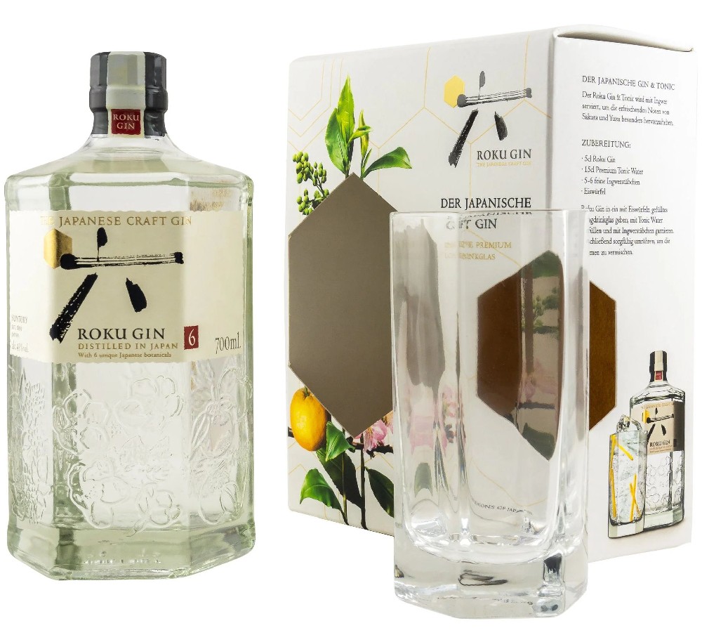 Suntory Roku gin se skleničkou 0.7l