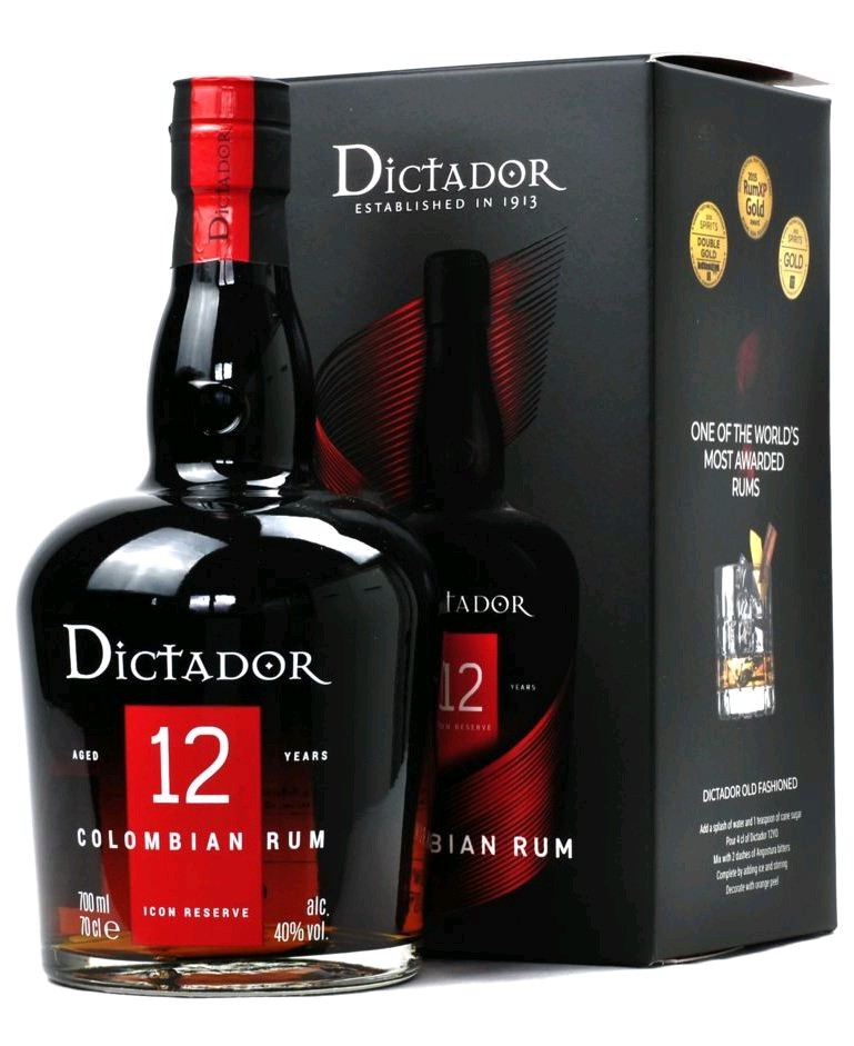 Rum Dictador 12y čirá lahev v krabičce 40%0.70l