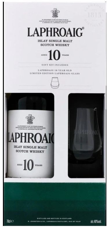 Laphroaig 10y + 1 sklenička 0.7l