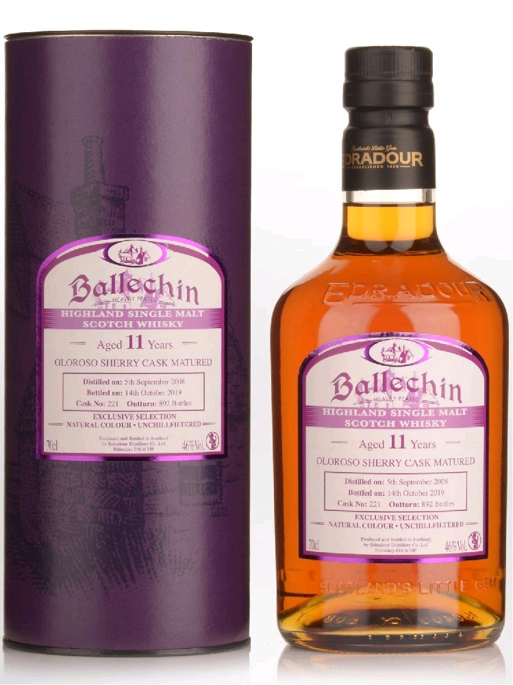 Whisky Ballechin 2008 Oloroso cask v tubě 46%0.70l