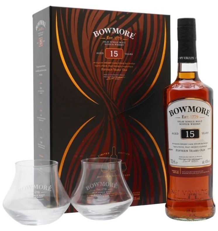Whisky Bowmore 15y Sherry Cask + 2sklo gB 43%0.70l