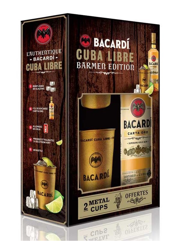 Rum Bacardi gold+2plechacky gB 37.5%0.70l
