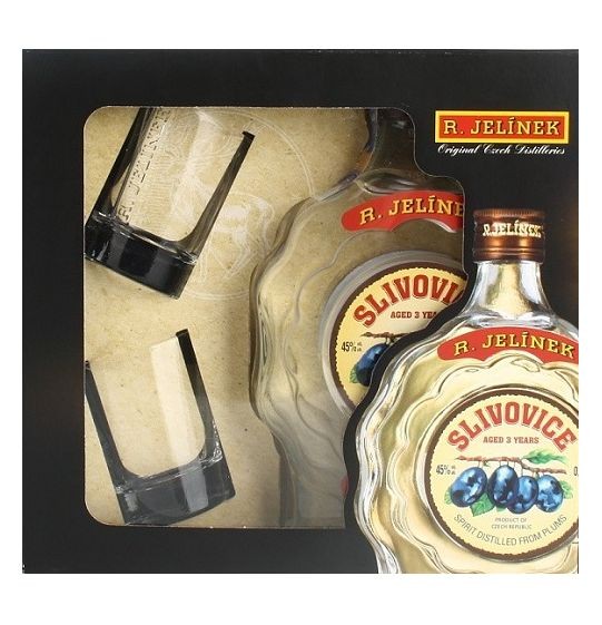 Jelínek Rudolf Jelínek Slivovice bílá budík + 2 skleničky 0.50l